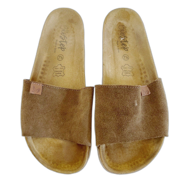 Biostep Brown Suede Slide Sandals Made in Spain Birkenstock Style Size 7.5 - Picture 1 of 7